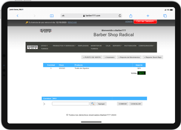 Barber777 Software para el control y administracion de Barberías